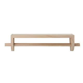 Wandplank Paulowniahout naturel Mingus van Bloomingville Mini, recht van voren met vorm en houten afwerking zichtbaar
