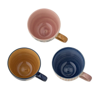 Mok aardewerk blauw Eviaya - set van 3 van Bloomingville, vanuit een aanvullend productaanzicht