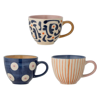 Mok aardewerk blauw Eviaya - set van 3 van Bloomingville, duidelijk als hoofdfoto afgebeeld