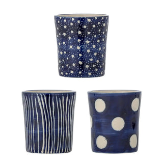 Mok aardewerk blauw Minoa - set van 3 van Bloomingville, duidelijk als hoofdfoto afgebeeld