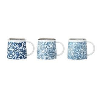 Mok aardewerk blauw Molly - set van 3 van Bloomingville, schuin bekeken met vorm en afwerking zichtbaar