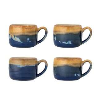 Mok aardewerk blauw Sheen 400ml - set van 4 van Bloomingville, duidelijk als hoofdfoto afgebeeld