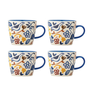 Mokkenset aardewerk blauw Figuria - 4 stuks van Bloomingville, duidelijk als hoofdfoto afgebeeld