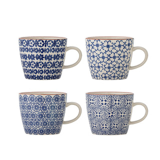 Mokkenset blauw aardewerk Karine - 4 stuks van Bloomingville, duidelijk als hoofdfoto afgebeeld
