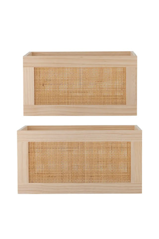 Opbergbox hout naturel Piana - set van 2 van Bloomingville, schuin bekeken met vorm en afwerking zichtbaar