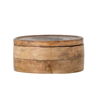 Opbergpot mangohout naturel Moya 19cm van Bloomingville, aan de achterzijde met afwerking zichtbaar