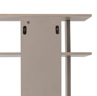 Open kast grijs Norvida 64x120cm van Bloomingville, van opzij met verhoudingen en constructie zichtbaar