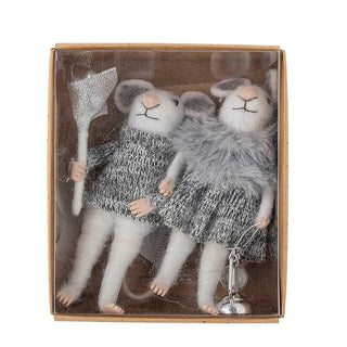 Ornament wol grijs Peo - set van 2 van Bloomingville, van dichtbij met materiaal en afwerking zichtbaar