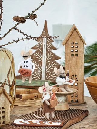 Ornament wol naturel Peo 12cm - set van 3 van Bloomingville, in een gestileerde detailopstelling