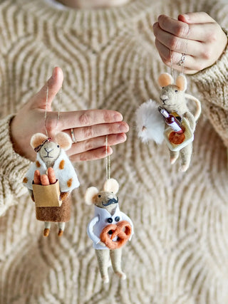 Ornament wol naturel Peo 12cm - set van 3 van Bloomingville, toegepast in een sfeervolle interieursetting