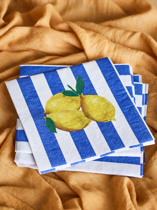 Papieren servetten met citroenmotief Limone van Bloomingville, in een gestileerde detailopstelling