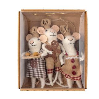 Drie bruine Peo kerstmuisjes in de originele geschenkverpakking