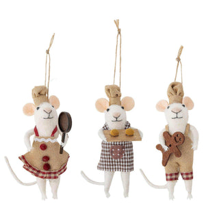 Set van drie bruine Peo kerstmuisjes van wol van Bloomingville