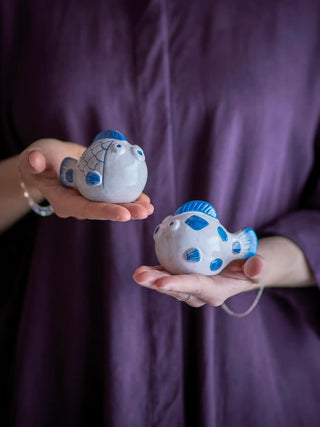 Peper- en zoutstel aardewerk blauw Fugu van Bloomingville, toegepast in een sfeervolle interieursetting