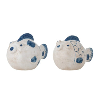 Peper- en zoutstel aardewerk blauw Fugu van Bloomingville, duidelijk als hoofdfoto afgebeeld