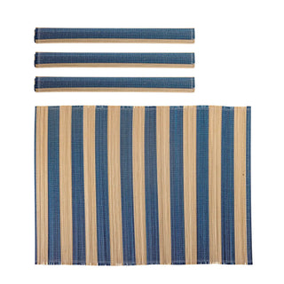 Placemat bamboe blauw Marola - set van 4 van Bloomingville, van dichtbij met materiaal en afwerking zichtbaar