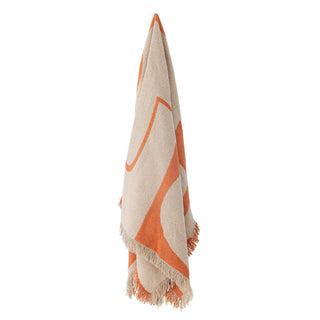 Plaid Caya oranje 160x130cm van Bloomingville, aan de achterzijde met afwerking zichtbaar