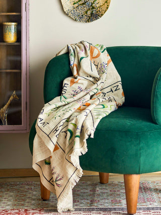 Plaid Chigo groen 150x130cm van Bloomingville, toegepast in een sfeervolle interieursetting