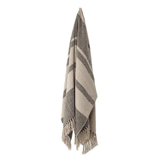 Plaid Fidan groen 160x130cm van Bloomingville, van dichtbij met stof en weefstructuur zichtbaar