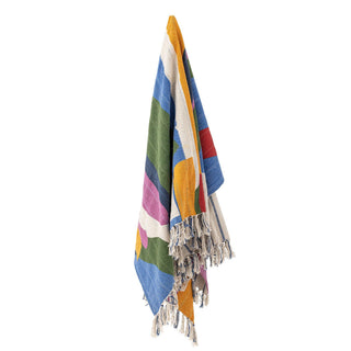 Plaid gerecycled katoen Artista 130x160cm van Bloomingville, van bovenaf met vorm en indeling zichtbaar