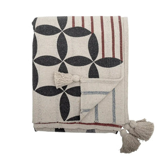Plaid gerecycled katoen beige Forma 130x160cm van Bloomingville, duidelijk als hoofdfoto afgebeeld