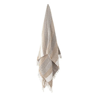 Plaid gerecycled katoen beige Isnel 130x160cm van Bloomingville, aan de achterzijde met afwerking zichtbaar