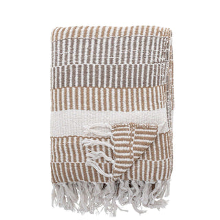 Plaid gerecycled katoen beige Isnel 130x160cm van Bloomingville, duidelijk als hoofdfoto afgebeeld