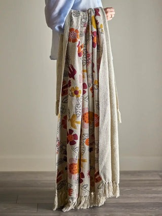 Plaid gerecycled katoen beige Vivielle 130x160cm van Bloomingville, toegepast in een sfeervolle interieursetting