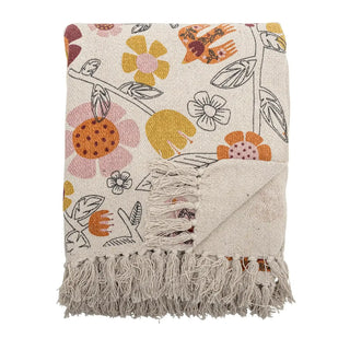 Plaid gerecycled katoen beige Vivielle 130x160cm van Bloomingville, duidelijk als hoofdfoto afgebeeld