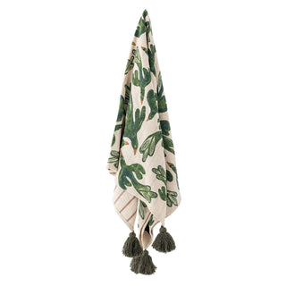 Plaid gerecycled katoen Birdliva 130x160cm van Bloomingville, aan de achterzijde met afwerking zichtbaar