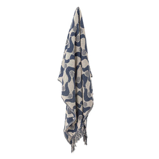 Plaid gerecycled katoen blauw Santena 130x160cm van Bloomingville, aan de achterzijde met afwerking zichtbaar
