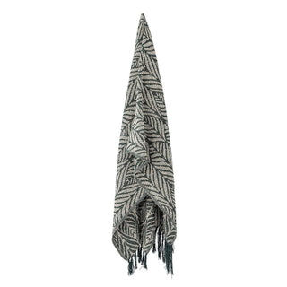 Plaid gerecycled katoen groen Ugento 130x160cm van Bloomingville, van bovenaf met vorm en indeling zichtbaar