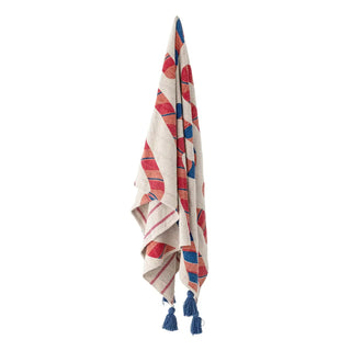 Plaid gerecycled katoen multi Candice 130x160cm van Bloomingville, aan de achterzijde met afwerking zichtbaar