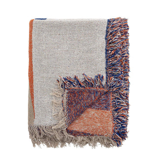 Plaid gerecycled katoen oranje Clarita 130x160cm van Bloomingville, duidelijk als hoofdfoto afgebeeld
