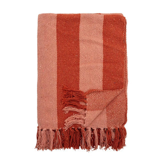 Plaid gerecycled katoen oranje Frello van Bloomingville, duidelijk als hoofdfoto afgebeeld