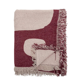 Plaid gerecycled katoen rood Olica van Bloomingville, duidelijk als hoofdfoto afgebeeld