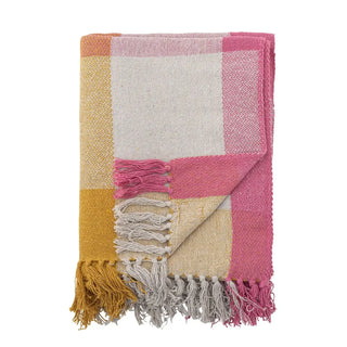 Plaid gerecycled katoen roze Hadley 130x160cm van Bloomingville, duidelijk als hoofdfoto afgebeeld