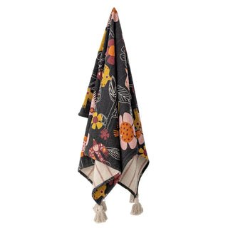 Plaid gerecycled katoen Vivielle 130x160cm van Bloomingville, aan de achterzijde met afwerking zichtbaar