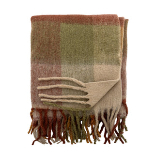 Plaid groen bruin beige Hamisha 127x152cm van Bloomingville, duidelijk als hoofdfoto afgebeeld