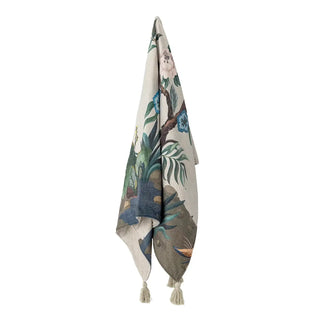Plaid groen Peacock 130x160cm van Bloomingville, uitgevouwen met patroon en formaat duidelijk zichtbaar