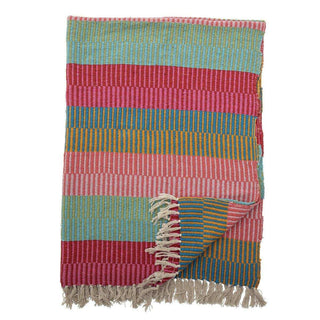 Plaid Isnel multi 160x130cm van Bloomingville, uitgevouwen met patroon en formaat duidelijk zichtbaar