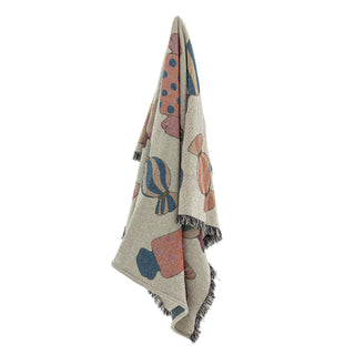Plaid katoen naturel Caramella 130x150cm van Bloomingville, uitgevouwen met patroon en formaat duidelijk zichtbaar