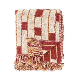 Plaid katoen rood Cang 130x160cm van Bloomingville, duidelijk als hoofdfoto afgebeeld