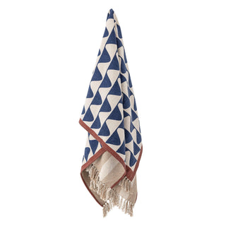 Plaid Rimme multi gerecycled katoen 130x160cm van Bloomingville, aan de achterzijde met afwerking zichtbaar