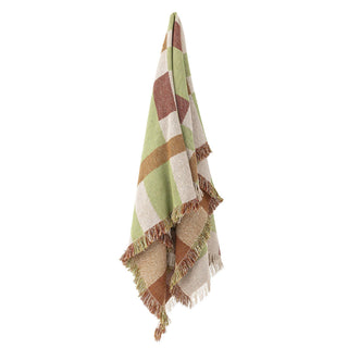 Plaid ruit gerecycled katoen Galvin 130x160cm van Bloomingville, uitgevouwen met patroon en formaat duidelijk zichtbaar
