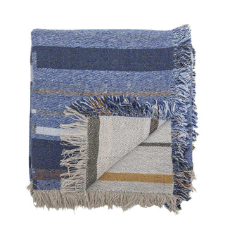 Plaid Toscana blauw 160x130cm van Bloomingville, vrijstaand en duidelijk afgebeeld