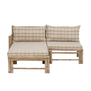 Poef bamboe nature Korfu 72x72cm van Bloomingville, met materiaal en structuur van dichtbij zichtbaar