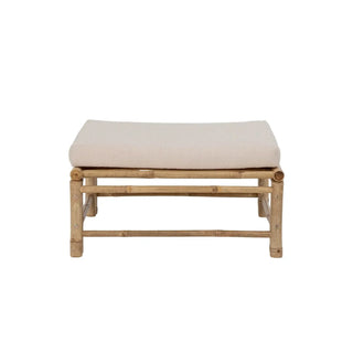 Poef bamboe nature Korfu 72x72cm van Bloomingville, met stof en structuur van dichtbij zichtbaar