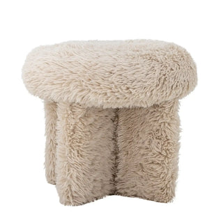 Poef polyester beige Frikka 43cm van Bloomingville, aan de achterzijde met constructie zichtbaar