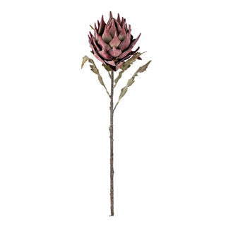 Protea kunstbloem paars van Bloomingville, schuin van voren vanuit een tweede beeldhoek
